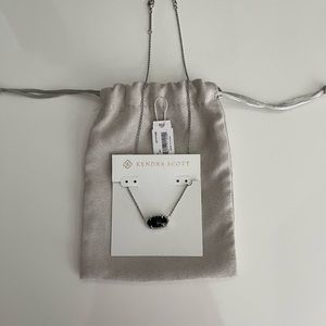 Kendra Scott Elisa silver necklace in Black Opaque Glass